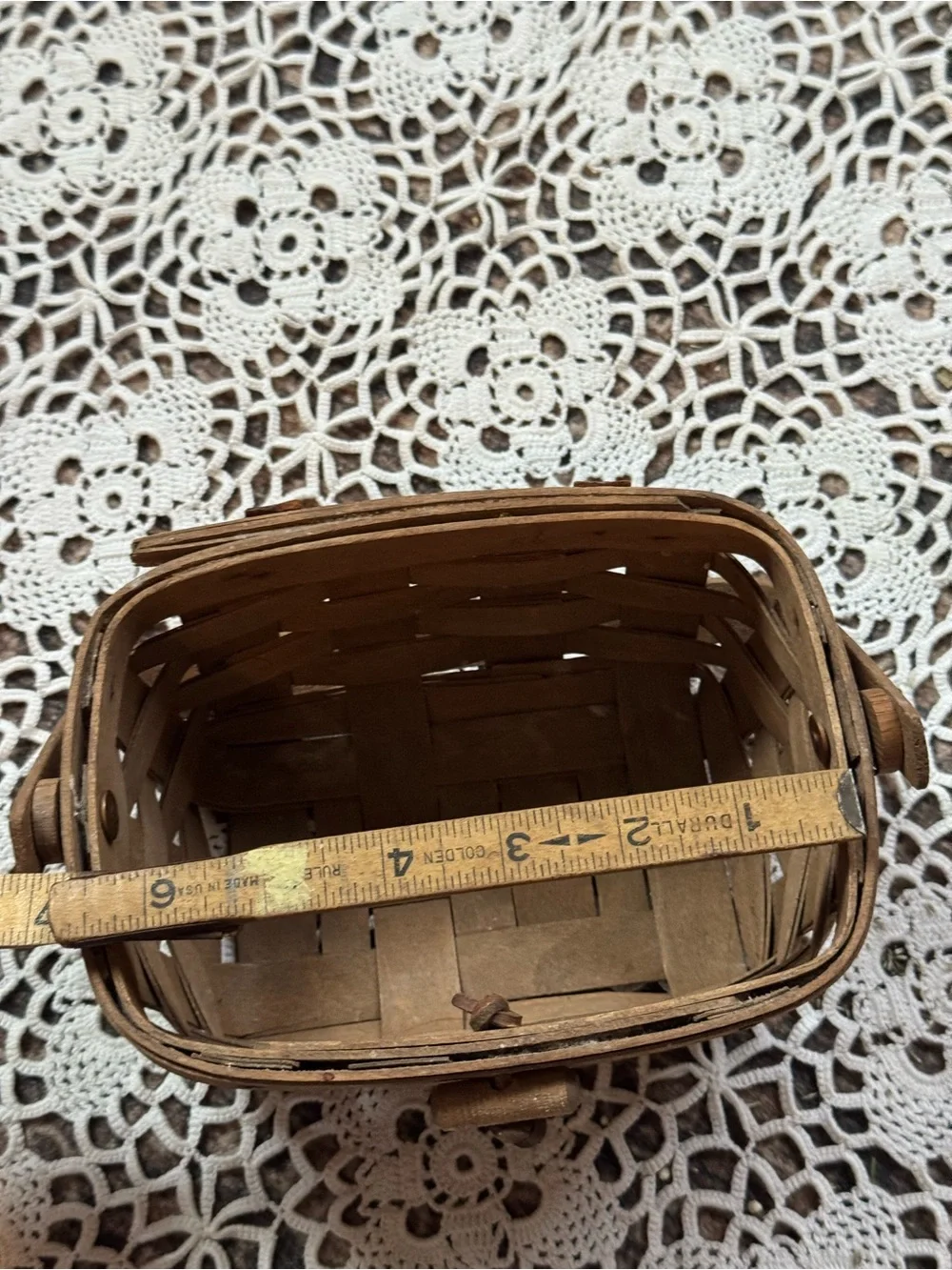 Vintage Longaberger Small Handwoven Basket 1985 Wood Handle